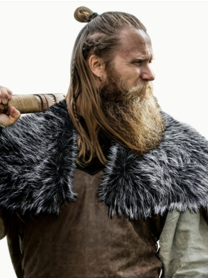 Viking Grey Faux Fur Cape Shawl Stage Performances