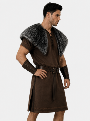 Viking Grey Faux Fur Cape Shawl Stage Performances