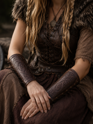 Medieval Embossed Warrior Viking Arm Guards Role-Playing Armor