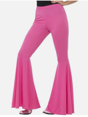 Pink Flares 1970’s Ladies Hippy Pants By Smiffys