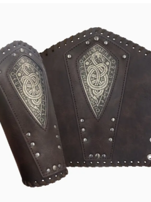 Medieval Warrior Viking Arm Coffee Color Guards Role-Playing Armor