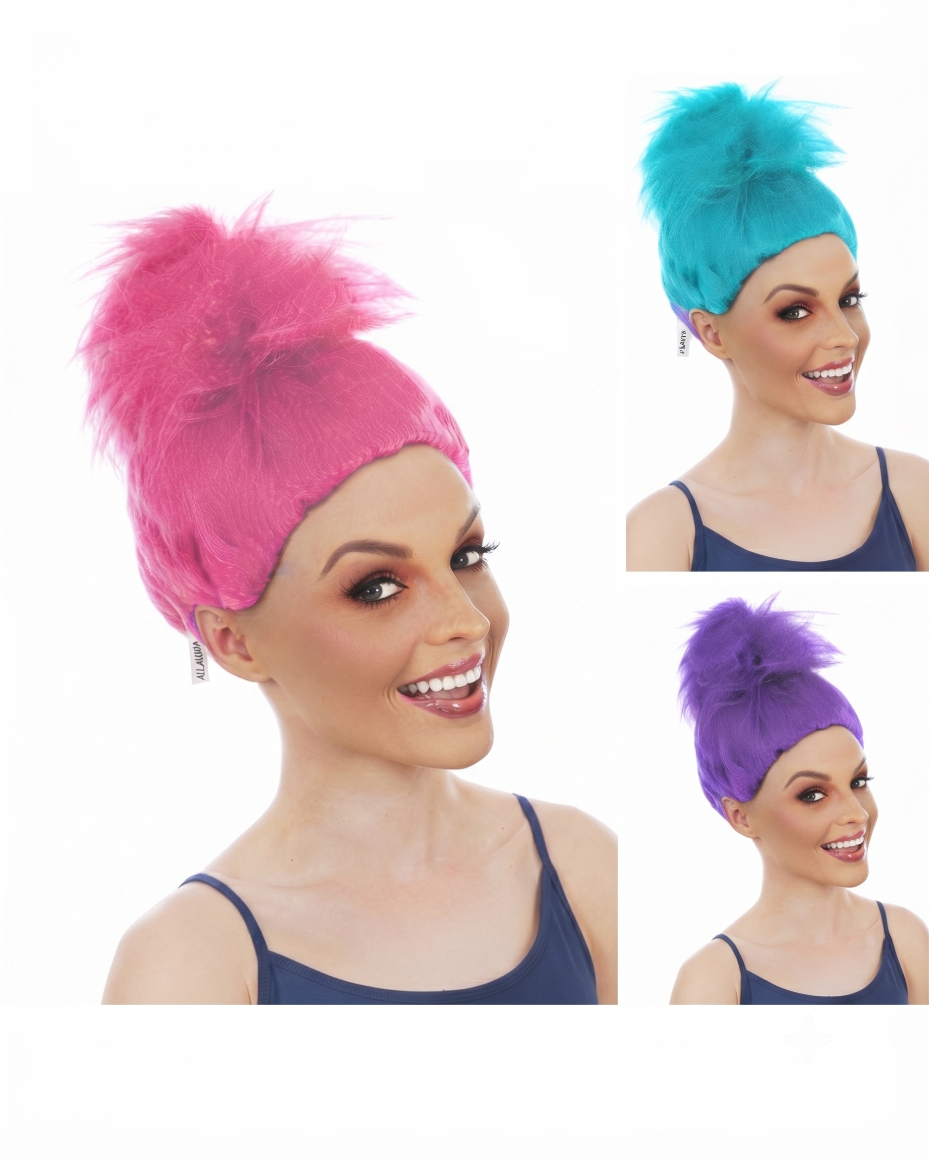Troll Doll Fluffy Wigs By Allaura Wigs Pink, Aqua, Purple
