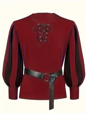 Pirate Maroon Medevil Shirt Knight Ritter Viking Crusader