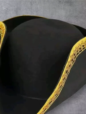 Black Pirate Hat With Gold Trim Ah Hoy Maties