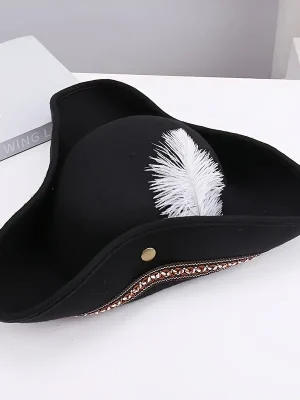 Pirate Womens Embroded Trim White Feather