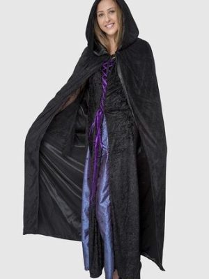 Adults Reversible Black Cape Satin/Velour