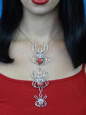 Silver Spiders Metal Necklace By Carnival