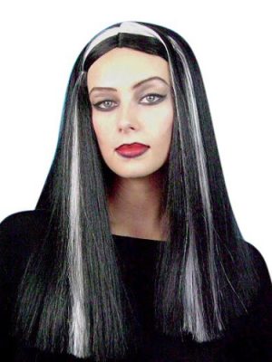 Black with White Streaks Witches Wig By Carnival