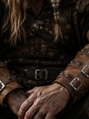 Viking Leather Bracelet – Norse Warrior Arm One Guards for LARP, Cosplay & Reenactment