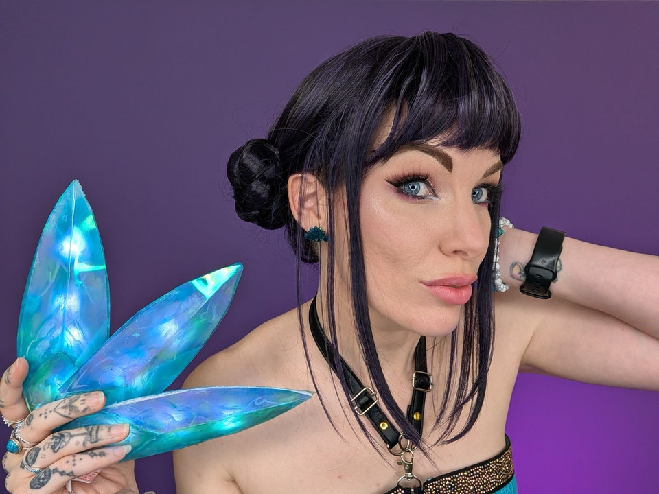 KPop Hunter Zoey Wig Black/Blue Buns with Short Bangs