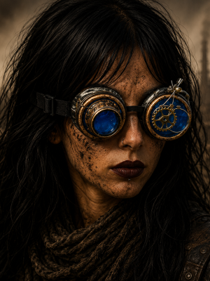 Steampunk Mad Max Lens Blue Telescope Time Goggles