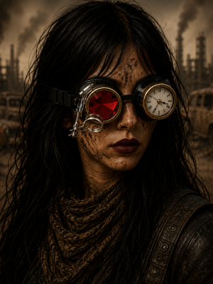 Steampunk Mad Max Lens Red Clock Face Time Goggles