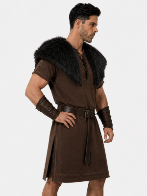 Viking Black Faux Fur Cape Shawl Stage Performances