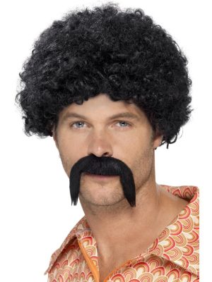 70's Disco Dirtbag Adults Wig & Moustache