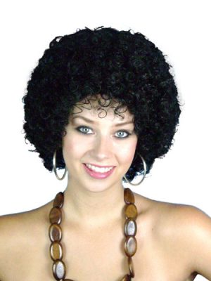 Mini Disco Black Afro Wig 6"