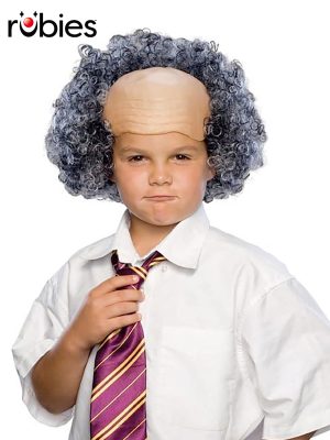 Bald Wig with Grey Curly Side Childs
