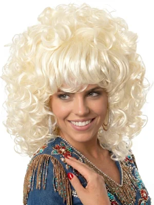 DELUXE Dolly Blonde Country Curls Heat Resistant Costume Wig by Allaura