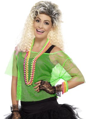 Green Neon Fishnet Top 1980s By Smiffys