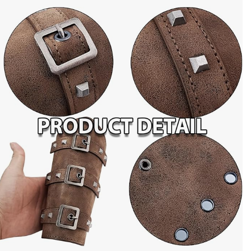 Renaissance Knight Viking PU Leather 1 Arm Guard - Medieval - Image 4