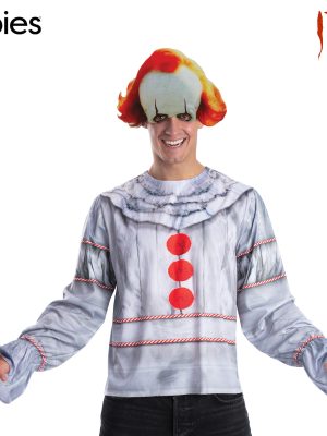 Pennywise "IT" Movie Costume Top & Half Mask - Licensed